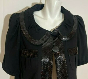 Women Black Blazer Sequins Top Small La Rok EUC - Picture 1 of 6