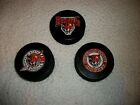  NEW BUFFALO STATE BENGALS HOCKEY GROUP LOT OF 3 DIFFERENT HOCKEY PUCKS PAINTED