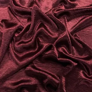 1m Crinkle Effect Satin Fabric Burgundy Wine Colour 58" Dressmaking Lining - Picture 1 of 6