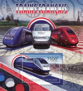 Burundi 2012 MNH Rail Stamps French Trains TGV Duplex Railways 1v S/S - Picture 1 of 1