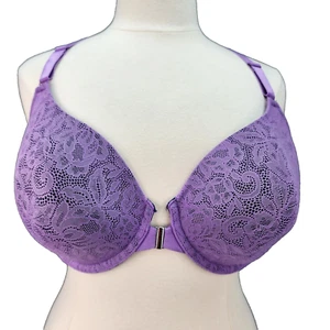 Cacique Bra 44DD T-Shirt Purple Lace Comfortable Sexy Lightly Lined Padded - Picture 1 of 7