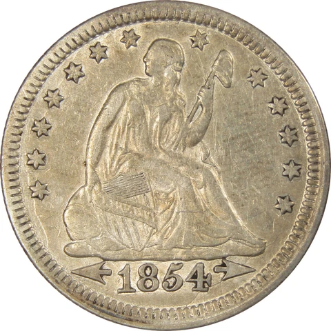 1854 Seated Liberty Quarter AU About Uncirculated Details SKU:IPC6270 Cover