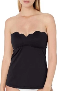 NWOT Seafolly 8 USA Easy Fit Petal Bandeau Singlet Tankini Black 116218 - Picture 1 of 2