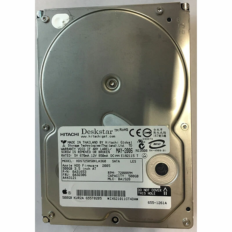 655T0205 - Apple 500GB 7200 RPM SATA 3.5" HDD - Image 1 of 1