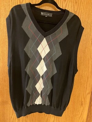 Pebble Beach Pullover Sweater Vest Mens Size XXL, ARGYLE Golf Classic Preppy BLK - Image 1 of 4