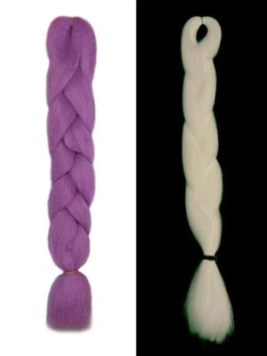 CyberloxShop Glow In The Dark UV Jumbo Braid Dreads Kanekalon Hair Purple