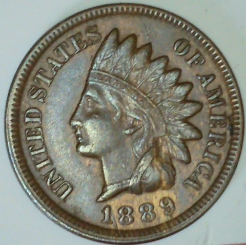 1889 INDIAN HEAD CENT Sharp Full LIBERTY 4 Diamonds AU Small Cent Coin MY29Q Cover