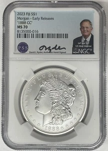 2023 Fiji 1888-CC Morgan Dollar NGC MS 70 Early Releases David Ryder Signed - Picture 1 of 2