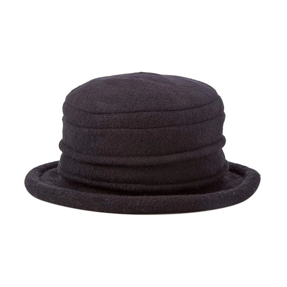 Black Scala Cloche Hat 100 Boiled Wool Cap Lw399