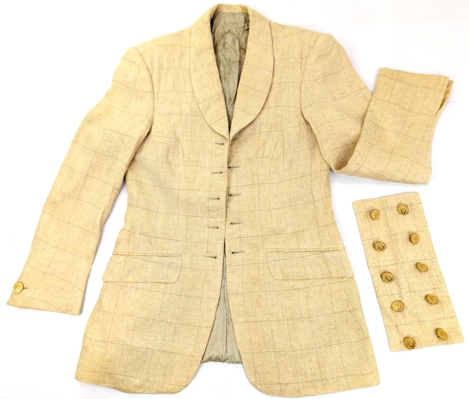 VTG Rick Pallack Equestrian Lined Linen Sport Coat Women 36S, Gold Button Double - Image 1 of 4