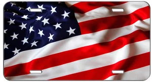 PATRIOTIC LICENSE PLATE AMERICAN FLAG AUTO TAG - Foto 1 di 1