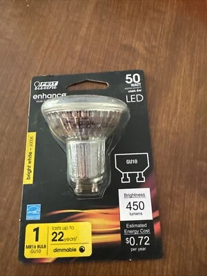 Feit Electric MR16IFG105930CA LED Bulb Enhance MR16 GU10 Bright White 50W Clear - Image 1 of 4