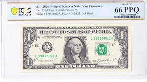 $1 2006 Federal Reserve Note 💵 - Fr. 1932-L - L99818052A - PCGS66PPQ - Picture 1 of 2