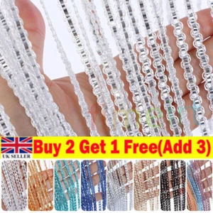 Hanging Beaded Curtains String Curtain Panels Door Fly Screen Room Divider Net - Picture 1 of 17