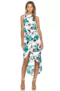 $140 THE FIFTH LABEL Jupiter FLORAL Sunshine MAXI DRESS Light Jungle Print (XS) - Picture 1 of 3