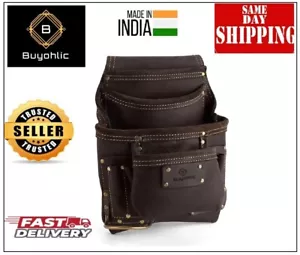 Heavy- Duty Leather Tool Bag for Drywall Contractors, Oil-Tanned Belt Pouches - Picture 1 of 6