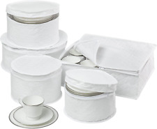 5-Piece Dinnerware Storage Set With Zipper Cushioned Quilted White NEW