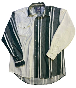 Camicia Essentials by Karman Brushpopper grande verde a righe con bottoni L/S uomo vintage - Foto 1 di 8