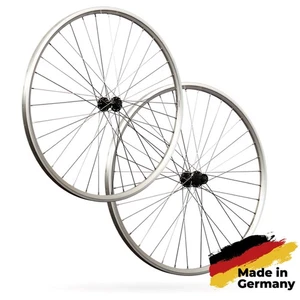 28 Zoll Fahrrad Laufradsatz Hohlkammer geöst Shimano T610 Deore silber V-Brake - Bild 1 von 10