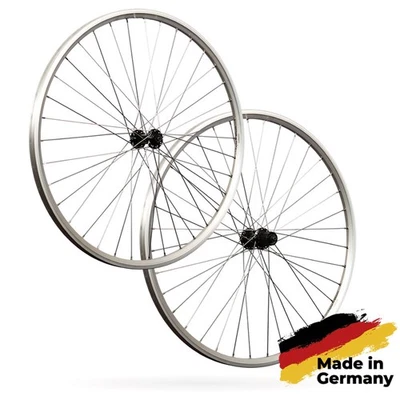 28 Zoll Fahrrad Laufradsatz Hohlkammer geöst Shimano T610 Deore silber V-Brake - Bild 1 von 4