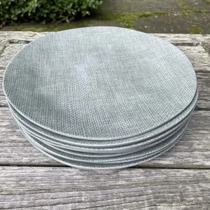 Crate & Barrel Melamine 10.5" Dinner Plates Dishes Set of 8 Green Woven Texture - Picture 1 of 8