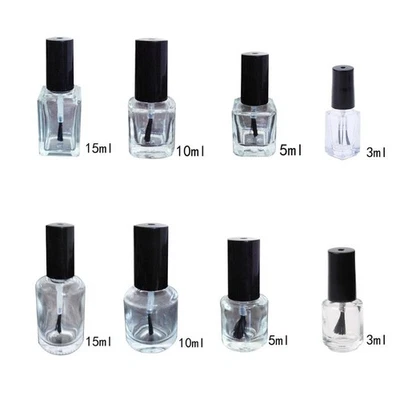 Empty Glass Nail Polish Bottle Clear Container Varnish Vial Makeup Sample Jar - Image 1 of 4