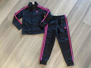 ADIDAS ORIGINALS RETRO TRACKSUIT SWEATSUIT SET YOUTH GIRLS BLACK/PINK AG0150 6X - Picture 1 of 4