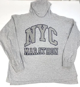 Vintage New York City Marathon 1995 Long Sleeve Gray Hoodie Thick T-shirt LARGE - Picture 1 of 8
