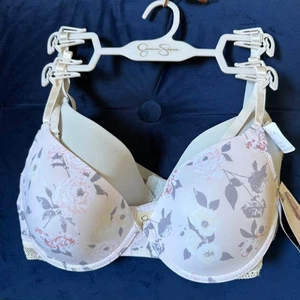 Jessica Simpson Pack de 2 sujetadores con aros push-up rosa y gris Floran talla 34C NUEVO - Imagen 1 de 11