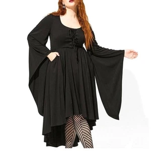 Torrid 2 (2X 18/20) Witch Halloween Costume Cosplay Lace Up Bell Sleeve Dress - Picture 1 of 3
