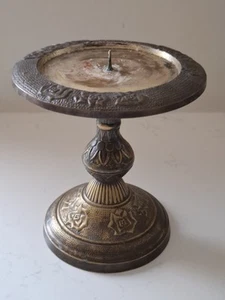 Vintage Pillar Candle Holder Hold Tone Ornate 5.5" - Picture 1 of 7