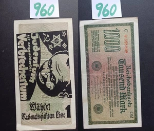 A960 = One Germany banknote 1000 mark 1922, devalued by a political overprint - Picture 1 of 3