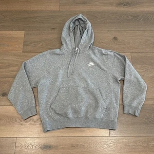 NIKE Heather grigio abbigliamento sportivo club pile pullover felpa con cappuccio felpa lounge piccola - Foto 1 di 14