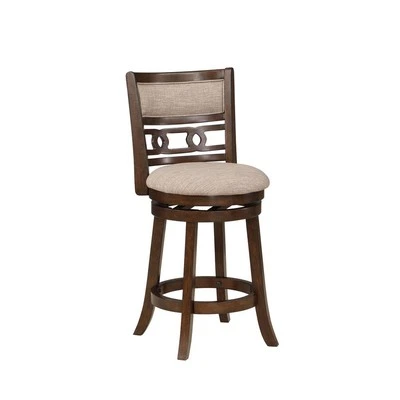 Gia 24" Solid Wood Swivel Counter Stool with Fabric Seat in Cherry - Image 1 of 4