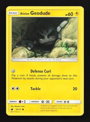 Alolan Geodude 32/111 LP Crimson Invasion English Pokemon Card TCG - Image 1 of 4