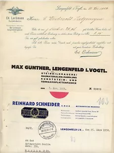 LENGENFELD i V, 3 x Brief: Lochmann 1900, Günther 1933, Schneider 1938 - Bild 1 von 1