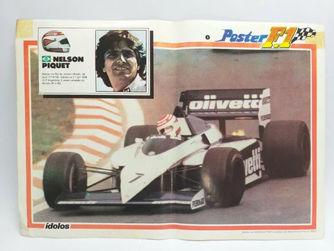 EXTRA RARE 1986 ÍDOLOS Portuguese Magazine F1 Poster #5 NELSON PIQUET Olivetti Cover