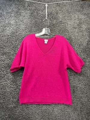 Suéter Chico's Para Mujer Grande 2 Rosa Fucsia Tejido Mezcla de Lino Cuello en V Pullover Foto 1 de 4