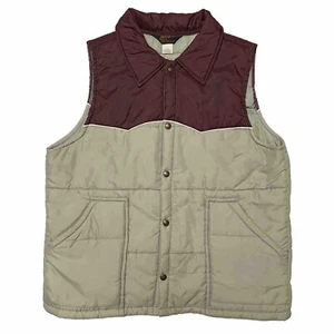 Vtg Swingster Puffer Vest Snap Front Mens Large Maroon Made USA Retro Trucker - Picture 1 of 13