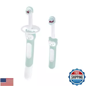 MAM Learn to Brush Set (1 Baby's Brush Toothbrush, 1 Training Brush, 1 Safety - Picture 1 of 5