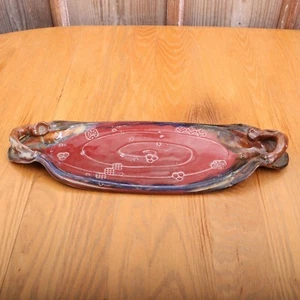 Vintage Homemade Pottery Brown Serving Tray - Picture 1 of 7