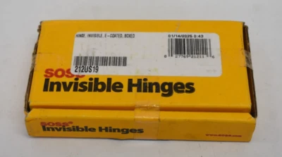 Невидимые петли SOSS с электронным покрытием с отверстиями для дерева/металла 212US19 3/4 дюйма x 3-3/4 дюйма - Изображение 1 из 4