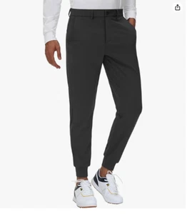 JWM Men's Stretch Golf Joggers Pants 2XL Slim Fit Tapered Casual Work Black - Picture 1 of 6