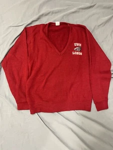 Vintage 90s University Of New Mexico Champion Red V Neck Sweater - Picture 1 of 11