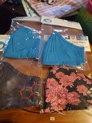 LOT OF 4  Reusable, Washable Face Mask cotton/Polyester Variety Large # 3 - Image 1 of 3
