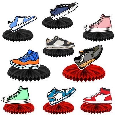 Basketball Sneaker Honeycomb Centerpieces and Hanging Swirl Decorations - Image 1 of 4