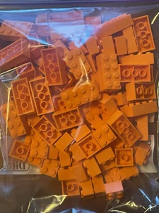 LEGO- ORANGE- 2x2, 2x4, 2x6 Brick lot - 100 3003, 3002, 3001 Free Shipping - Picture 1 of 3