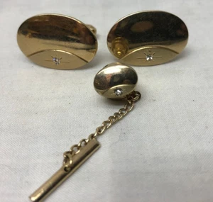 Men's Tie tack and Cuff Links Gold Tone Nice - Picture 1 of 10