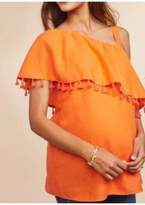 NWT! Motherhood Maternity Orange Tassel Top - Size Large - Image 1 of 4