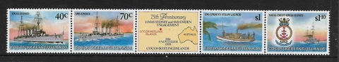 COCOS IS 1989 75th Anniv HMAS SYDNEY SMS EMDEN Military Ships STRIP  MNH Cover